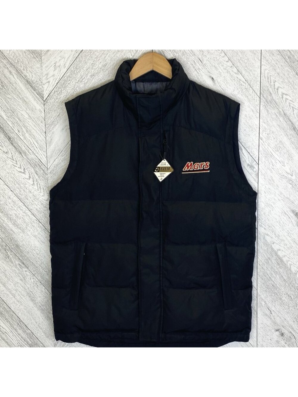 New North End Mars Logo Down Puffer Vest Mens Medium Full Zip Black
